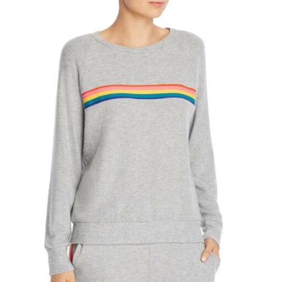 LNA Grey Rainbow Stripe Sweatshirt - Picture 5 of 7